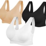 Women Sports Bras, Yoga Comfort Seamless Stretchy Sports Bra for Women 3 Pack