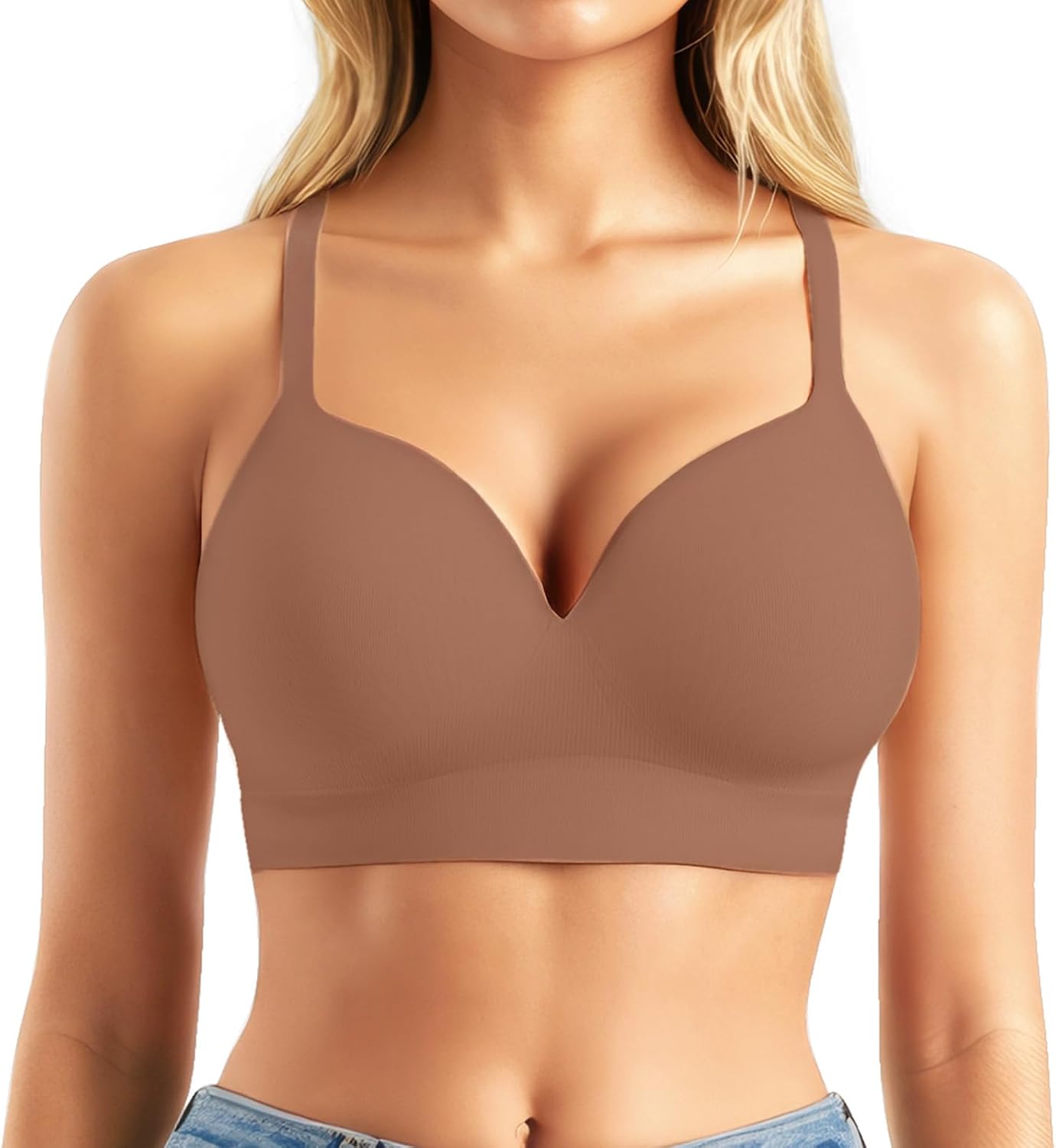 61tCyDvNX4L._AC_SL1500_.jpg Bras for Women No Underwire Supportive Push Up s Wireless Full Coverage Plus Size T-Shirt Bra - Image 1