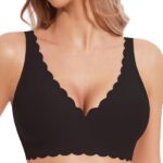 Deep V Wireless Bras for Women No Underwire Seamless s for Women with Support Floral Wavy Women Bras
