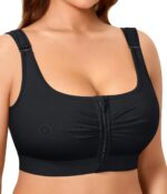 Wireless Zip Front Closure Bras for Women No Underwire Full Coverage Comfort Everyday Post Surgery Compression Bra
