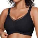 Women Wireless Bras V Mesh Comfortable  Supportive Tshirt Bra No Underwire Seamless Push Up Everyday Bras